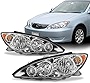 AKKON - Fits 2005 2006 Toyota Camry Sedan Halogen Type Chrome Headlights Pair Replacement Left Driver + Right Passenger