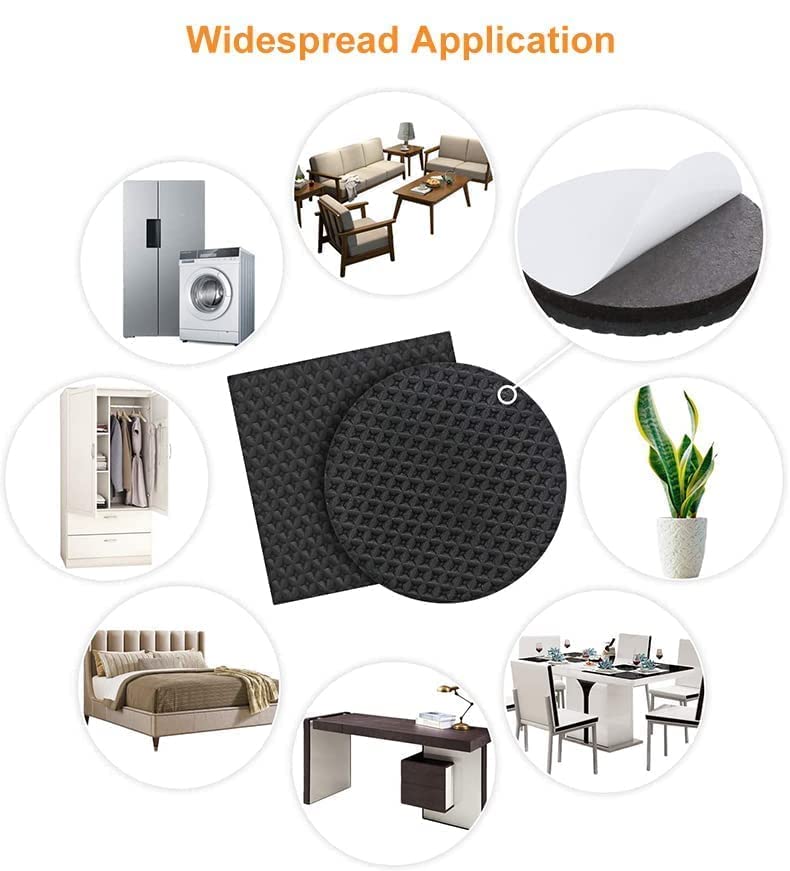 Image of CHUNZEXI Rubber Self Adhesive Square Felt Pads Non Skid Floor Protector Furniture Sofa Furniture Chair Balance Pad Noise Insulation Floor Bumper Color: Black - 48 Pcs