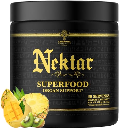 Ambrosia Nektar Superfood Powder | Daily Wellness Support Supplement | Greens Powder Alternative | 13 Superfoods for Energy, Digestion, Skin Health & Immune Support | 30 Servings | Fruit Symphony