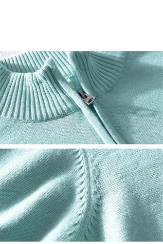 Men Winter Pullover Sweater Stand Collar Half Zip Cotton Thickened Knit Solid Business Casual Sweater3