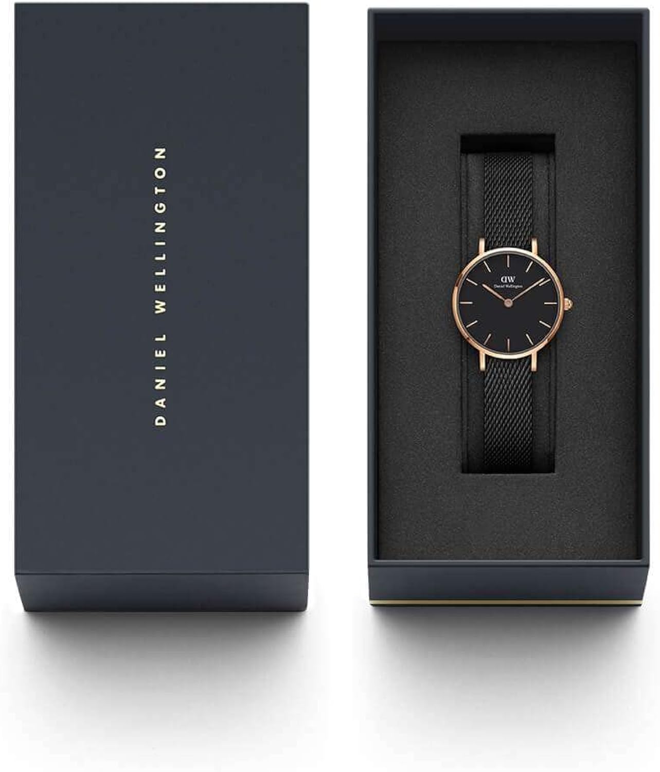 Daniel Wellington Petite Ashfield, orologio da donna, nero/oro rosa, mesh,