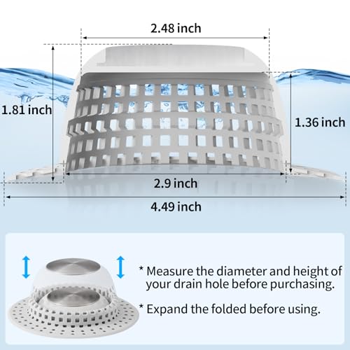 Aluvor Shower Drain Hair Catcher Bathtub Drain Cover Shower Protector for Pop-Up & Regular Drains
