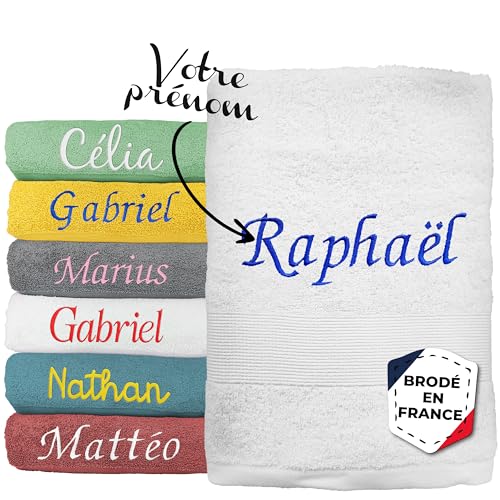 KDO MAGIC - Serviette personnalisée - 100% Coton, épaisse et Douce - Prénom brodé - Drap de Bain, Douche éponge Personnalisable - Idée Cadeau Noël,...