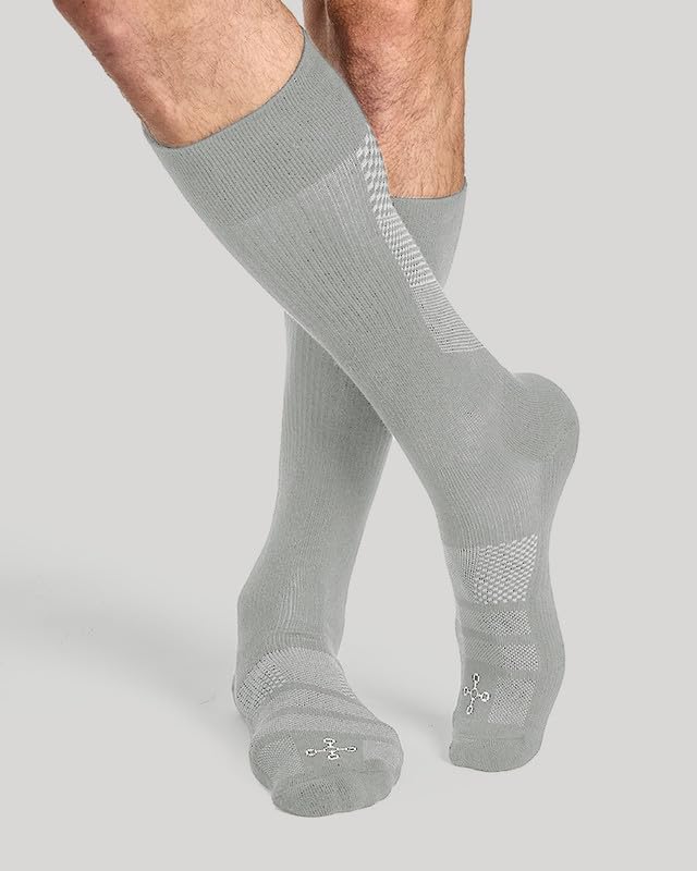 Easy-On Men's Over-the-Calf Compression Socks – Easy-On Soothing Compression, Mesh Ventilation & Copper Znergy Anti-Odor