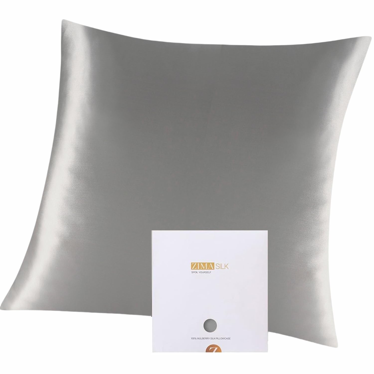 Zimasilk Dark Grey 100% Mulberry Silk Pillowcase For Hair And Skin,Both Sides 19 Momme Silk, 1Pc (80X80 Cm, )