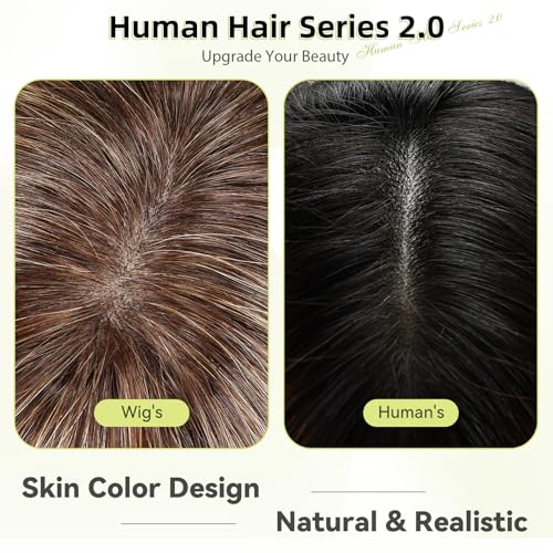 Image of RSY 14 Inch Ombre Ash Blonde Straight and Layered Real Human Hair Wigs for Women with Bangs