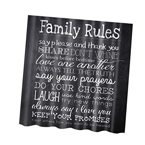 Fityle Conjunto de cortina de banheiro com estampa de tecido de poliéster criativo - Regras da famíl