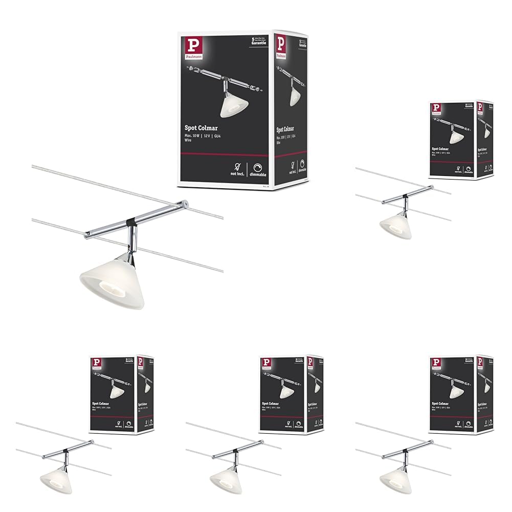 Paulmann Colmar Spot Erweiterung Seilleuchte Chrom/Satin max.10W Drahtseilsystem ohne Leuchtmittel 5er-Pack