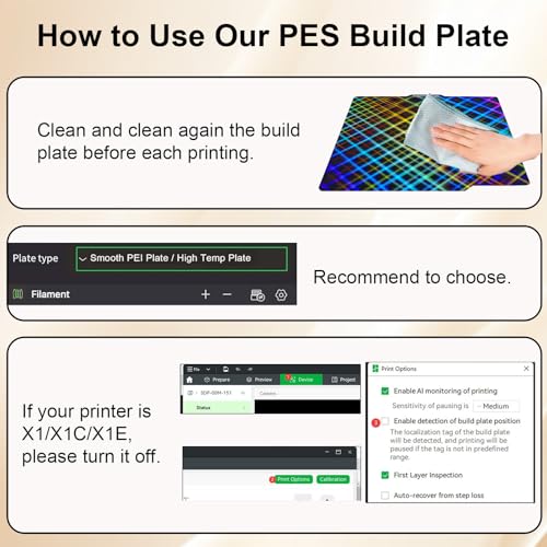 Image of IdeaFormer-3D Smooth Rainbow Mesh+Plaid PES Sheet for Bambu Lab X2D /X1 /X1C /X1E /P1P /P1S /P2S /A1, Flexible PES Build Plate for Bambu Labs 3D Printer Platform 257x257mm