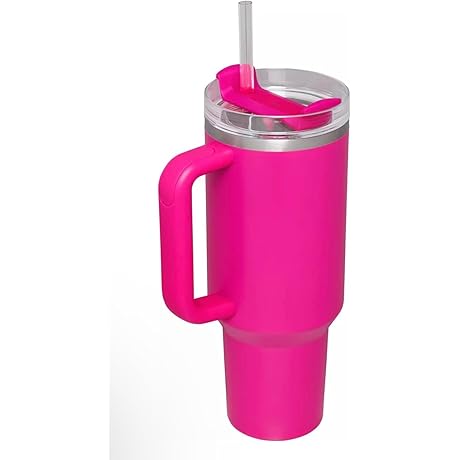 40oz Tumbler with Handle and straw, Hot Pink 40oz Tumbler Quencher H2.0