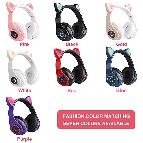 Cuffie Bluetooth senza fili, Cuffie con orecchio di gatto Cuffie con luce LED Cuffie per bambini con microfono per IOS/Android/PC/Laptop/tablet/telefoni cellulari - Image 8