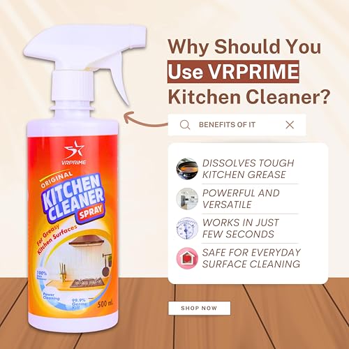 Image of VRPRIME Kitchen Cleaner Spray | Kitchen Sink Chimney Gas Stove Oven Oil Stain Remover All Purpose Degreaser Spray | Kitchen Cleaning Spray for Exhaust Fan (500ml) (PACK OF 1)