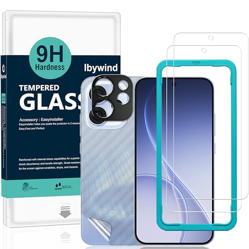 Image of Ibywind for OPPO Reno15 Pro Max Screen Protector,2 Pack,9H Hardness Tempered Glass and Camera Lens Protector,with Alignment Frame,Full Coverage,Bubble Free,Fingerprint Unlock,Scratch Resistant