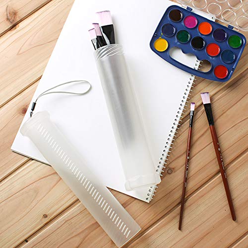 MarkMark Extendable Paint Brush Holder Case Storage Translucent Tube Cylinder Water Color Brush Pouch with Strap for Artist to Travel, Pen Pencil Container TPPI40647