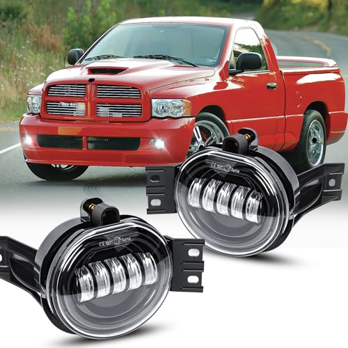 FICOLPO Led Fog Lights for 2002-2008 Dodge Ram 1500, 2003-2009 RAM 2500/3500 Pickup & 2004-2006 Durango - Bumper Driving Fog Lamps OEM Replacement (White Light)