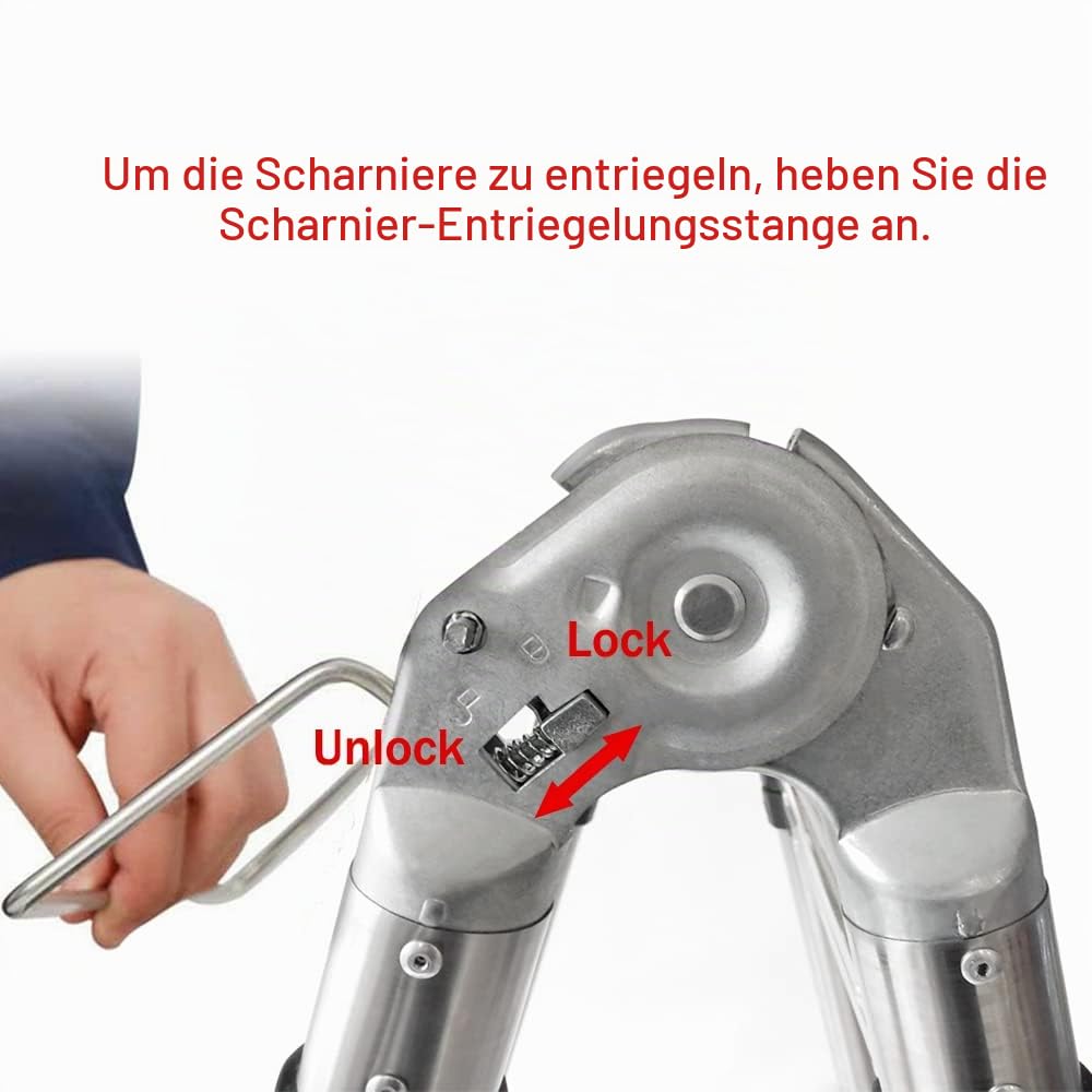 3,8M(1,9+1,9M) Teleskopleiter, Mehrzweckleiter ‎Edelstahl, A-Rahmen Klappleiter Tragbare für Dachboden, Kletterdach, Büronutzung, Baujob, 150 kg/330 Pfund Belastbarkeit