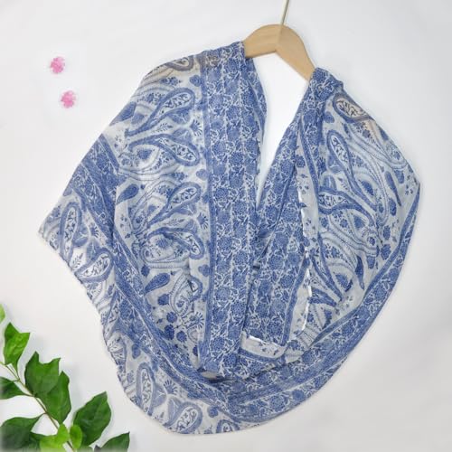 Infinity Scarf for Women Lightweight Colorful Print Silk Scarves and Wraps for Spring Shawl Neck Scarfs3