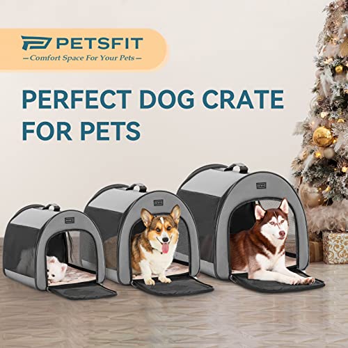 Petsfit Portable Dog Crate, Arch Design Escape Proof Collapsible Soft Sided Dog Crate Dog Kennel 16" Lx19 Wx16 H, Grey - Image 3