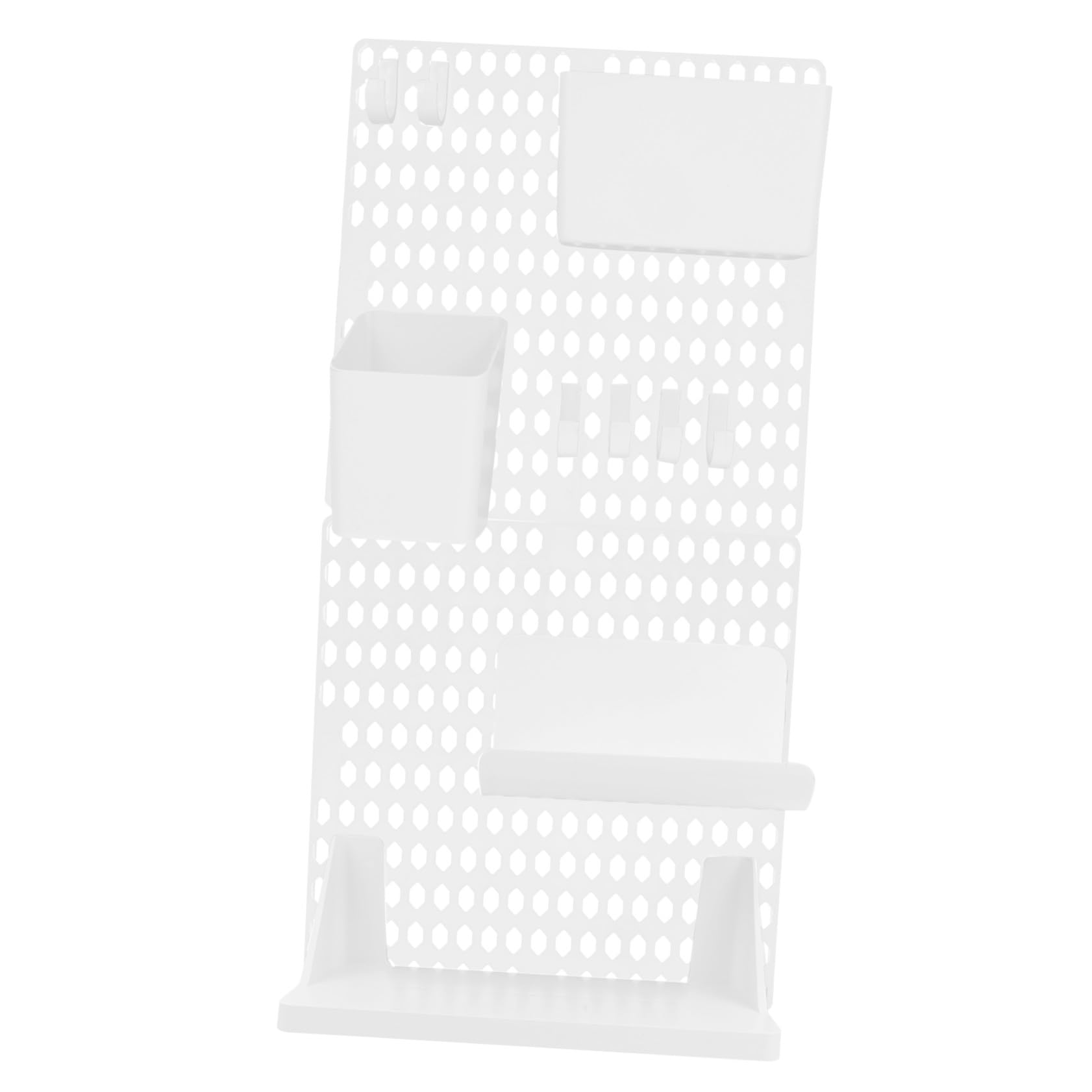 Organizador y Fácil Instalación Adhesivo de Tablero Perforado Bordes Suaves de Plástico Blanco Estante Práctico Soporte para Mini Macetas y Llaveros para Oficina y Hogar