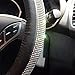 Steering Wheel Cover Bling Bling Rhinestones Crystals Car Handcraft Steering Wheel Covers Leather for Girls Black