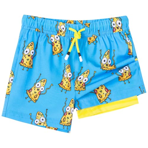 Image of SURF CUZ Boys Swim Trunks with Boxer Brief Liner Toddler Boy Stretch Swimsuit Shorts Quick Dry Swimming Trunks Bathing Suit