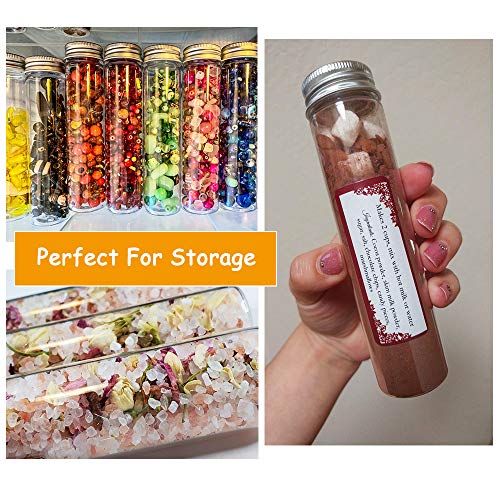 18 Pack 110ml Clear Plastic Test Tubes with Screw Caps,Flat-Bottomed Candy Tubes for Bath Salts,Gumball,Nuts Storage,Wedding,Science Party,Home Decor,34x150mm