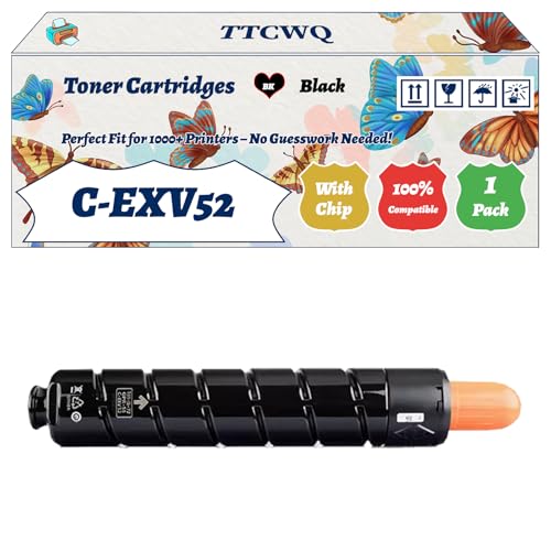 Compatible for Canon C-EXV52 Toner Cartridges Work for Canon iR ADVANCE C7565i C7570i C7580i DX C7765i DX C7770i DX Printers (1 Pack Black)