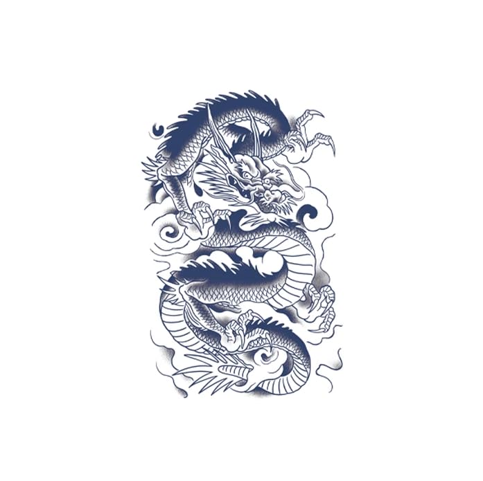 PEKNUX 2 Pieces Of Dragon Totem Herbal Juice Tattoo Large Picture Waterproof And Durable