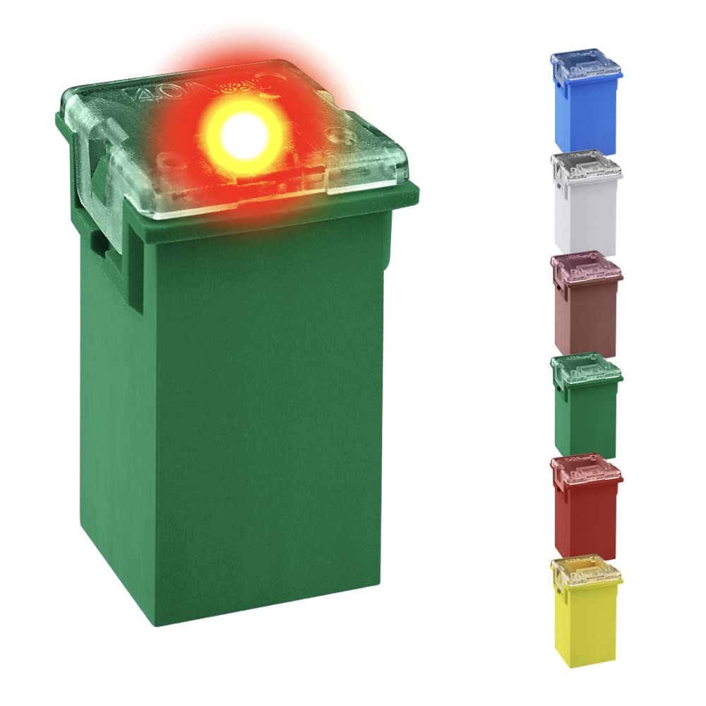 CARAX Glow Fuse – Premium Fuse Cartridge Tall Standard Fuse – Assortment – Glow When Blown LED Automotive Fuse – Smart Auto Glow Fuse Easy Identification (40A - 1pcs - Cartridge Maxi Glow Fuse)