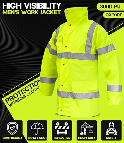 Mega_Jumble Professional Hi Vis Parka Jacket, High Visibility Safety Security Workwear Reflective Jacket, Hi Viz Waterproof Outdoor Work Coat (UK, Alpha, S, Regular, Regular, Orange) - Image 2
