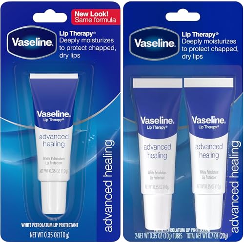 Vaseline Lip Therapy Advanced Healing 3-Pack – White Petroleum Moisturizing Lip Balm for Extremely Dry Lips, 0.35 Oz Ea