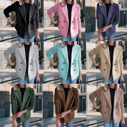 Women's Lapel Button Knitted Patchwork Sleeve Casual Coat Cropped Patchwork Double Breasted Blazer Sweater2