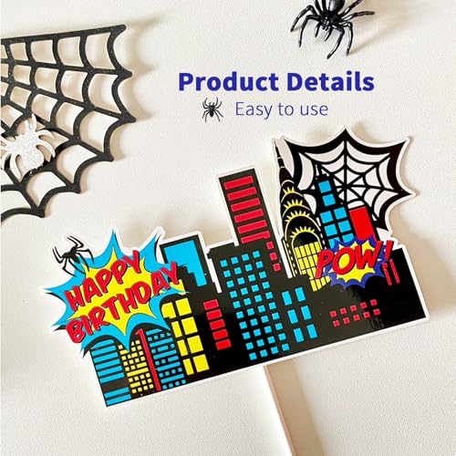 Sonicebuy 41Pcs Spider Cake Topper Balls Cake Decorations With Spider Web Black Red Silver And Glitter Blue Balls Spider City Superhero Theme Birthday Cake Topper For Boys Men Baby Shower Party Supplies thumb #1