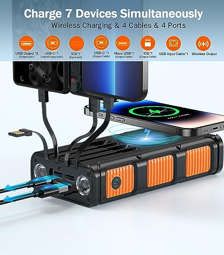 Goodaaa PN-W31 Power Bank Wireless Charger 45800Mah Built In Hand Crank And 4 Cables 15W Fast Charging Power Bank 7 Outputs & 4 Inputs Solar Portable Charger thumb #1
