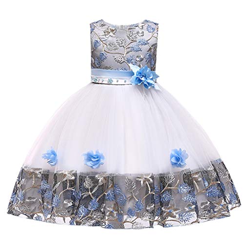 Preisvergleich Produktbild Eternali Mädchen Tutu Blütenblätter Schleife Brautkleid für Kleinkind Kinder Girl Blumen Gestickte Tüll Prinzessin Kleid Partykleid Geburtstag Party Festzug Partei Ärmellos Blumenmaedchenkleid