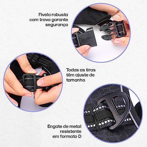 Peitoral Antipuxão Colete Resistente Cães Fortes MADOG Power Preta (tamanho G)