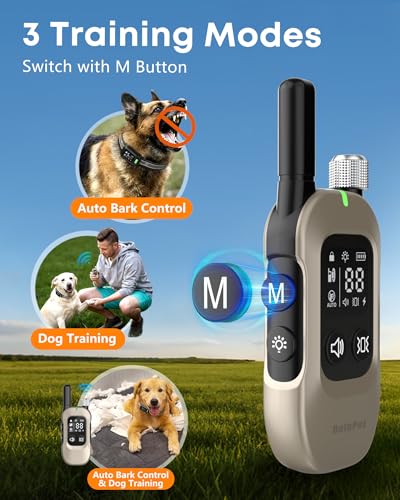 Delupet 2-in-1 Dog Bark & Shock Collar – 4500FT Dog Training Collar with Remote, 3 Training Modes & LED Light, IPX8 Waterproof E Collars with Anti-Barking for Small Medium Large Dog (Titanium) - Image 4