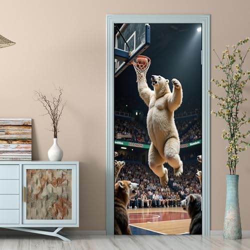 Vinilo Puerta Oso Beige Vinilo para Puertas Muebles Adhesivos Fácil de Aplicar Duración Decorativos Papel Pintado para Puertas Baño Dormitorio (95x215 cm)