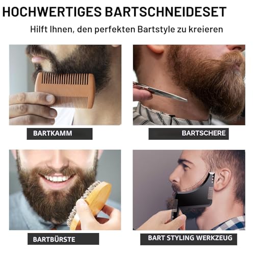 Aufgerüstetes Bartpflege Set für Männer, 11 in 1 Bartwachstumsset Enthält Bartshampoo, Bartöl, Bartbalsam, Bartkamm, Bartschere Usw, Geschenkset für Männer für Weihnachten, Valentinstag, Vatertag