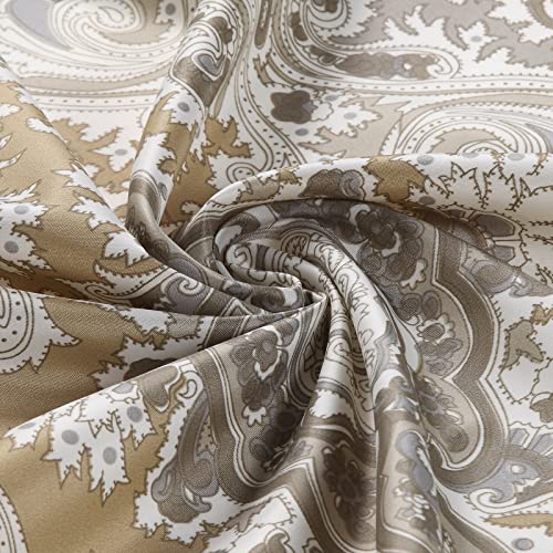 Mvsuta Palermo Farmhouse Khaki Classic Polyester Waterproof Fabric Paisley Vintage Printed Decorative Taupe Shower Curtain For Bathroom,72" W X 72" L #TOP2