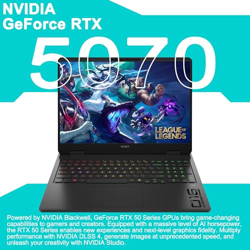 Image of HP Omen 16 Slim Gaming AI Laptop 16 inch WUXGA IPS 144Hz Intel 16-core Ultra 9 285H 32GB RAM 4TB SSD GeForce RTX 5070 GDDR7 DLSS4 (Up to 988 Tops) 4-Zone RGB Backlit Wi-Fi6E HyperX Win11 ICP Hub