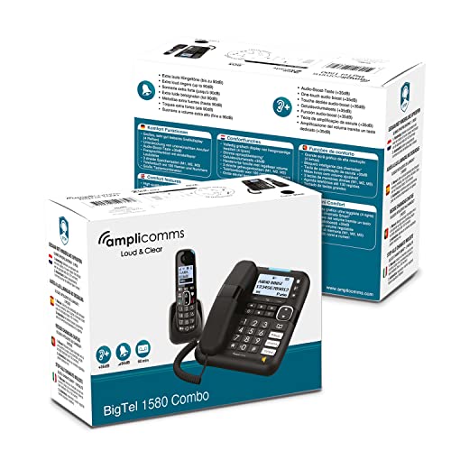 Amplicomms BigTel 1580 Corded Big Button Phone for Elderly with Answering Machine and Additional Handset - Loud Phones for Hard of Hearing - Hearing Aid Compatible Phones - Cordless Number Telephone - Image 4