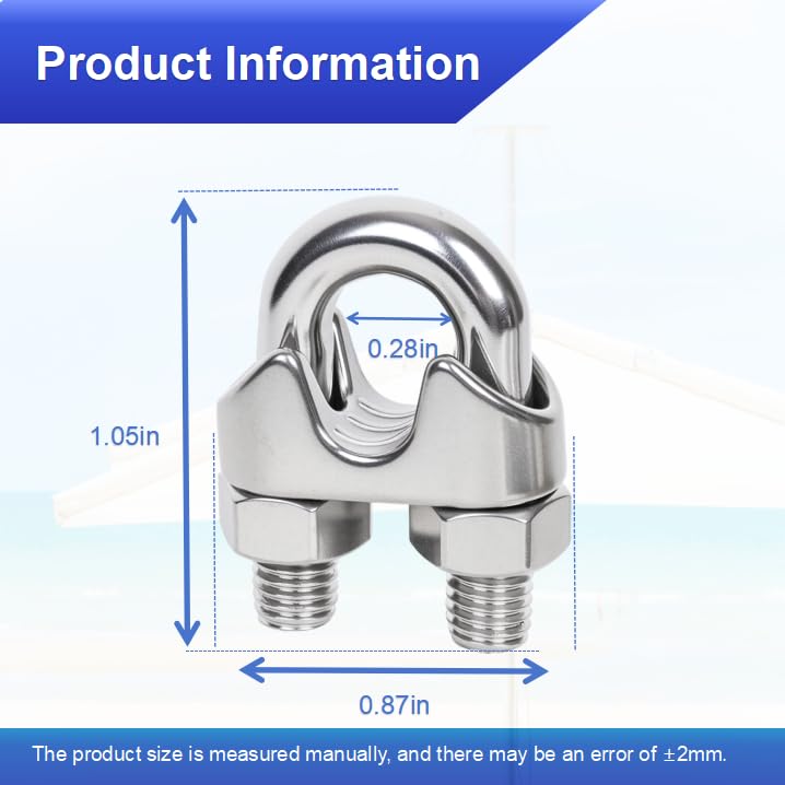 40 Pcs 3/16 inch Stainless Steel Wire Rope Cable Clamp Clips,Wire Rope Clamp for Various Commercial, Industrial, and Residential Projects(M5, 40)