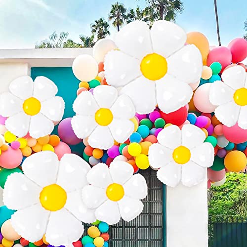 Daisy Balloons- 14Pcs Daisy Flower Foil Balloons For One Or Two Groovy Party Decorations Girls Daisy Themed Birthday Party Baby Shower Wedding Daisy Balloons Decorations White #TOP4