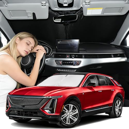 Windshield Sunshade for Cadillac Lyriq 2023-2026 Sun Shade Car Windshield Accessories Technology Upgrade 4 Layers Blocks UV Rays Custom Fit Lyriq 240T Car Window Shades Windshield Keep Cool