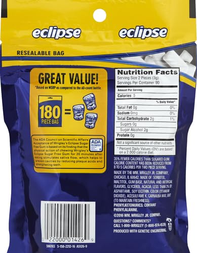 Chicle Eclipse Winterfrost Sin Azúcar, Paquete de 2 bolsas de 8.8 oz (180 piezas c/u) miniatura 5