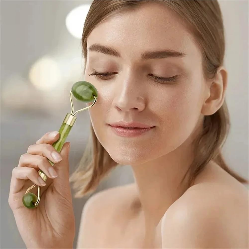 Rullo di Giada Gua Sha Set for Massaggi Guasha Board Pettine Gouache Raschietto Body Spa Strumenti Sollevamento for l'invecchiamento(Type 23)