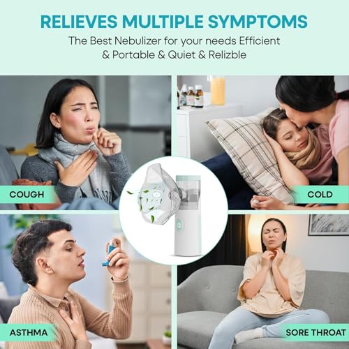 Image of Umite Chef Portable Mesh Nebulizer Machine for Adults & Kids | Rechargeable Handheld Steam Inhaler | Silent Mini Nebulizer for Asthma, Cough, Breathing Therapy | USB Powered - Light Green