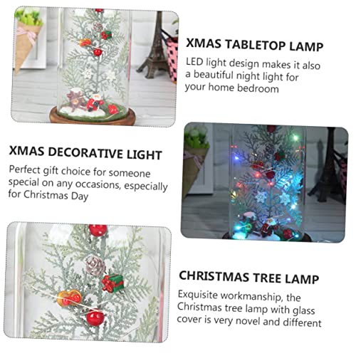 Lampe plante LED sous dôme en verre vert déco de table - 6