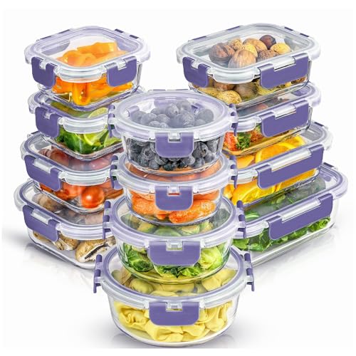 Image of JoyJolt 24pc Borosilicate Glass Storage Containers with Lids | 12 Airtight/Freezer Safe Food Storage Containers for Pantry and Kitchen | Meal Prep Container for Lunch | Glass Tupperware Set